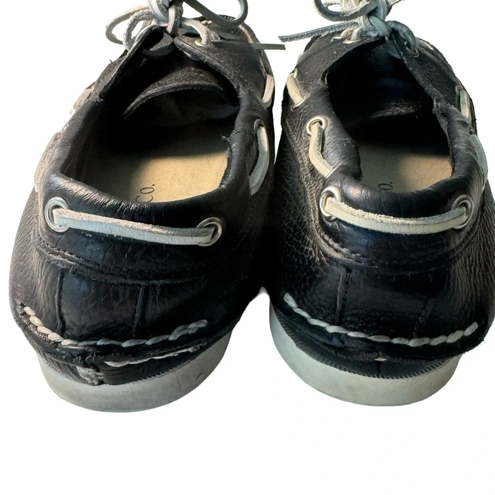 Vintage G.H. Bass & Co Black & White Leather Boat Shoes Men’s 10M MINTY